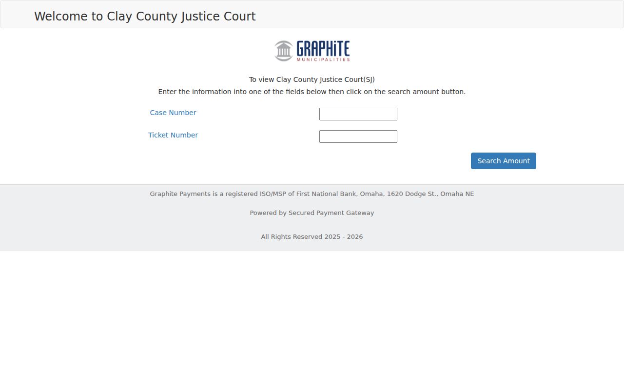 Clay County Justice Court case number and ticket number search used for traffic warrant amounts
